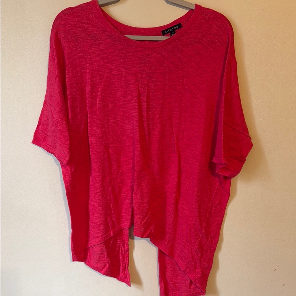 Pink Oversized Boxy Short Sleeve Sweater Tee